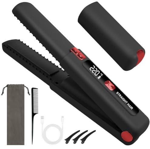 AYESY 2 in 1 Glätteisen, 4500mAh Haarglätteisen, Kabellos Haarglätter, Keramik-Turmalin-Beschichtung, Weniger Frizz & Statische Aufladung, LCD-Display, Schnelle Aufheizung auf 160℃-220℃