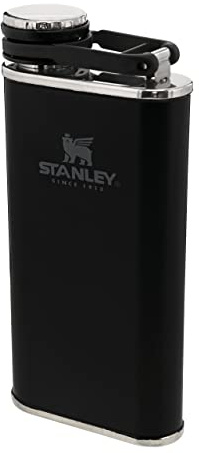 Stanley Classic Wide Mouth Flask 236ml Mit Never-Lose Kappe - Edelstahl Flachmann Mit Weiter Öffnung Zum Einfachen Befüllen Und Einschenken - BPA-Frei - Matte Black