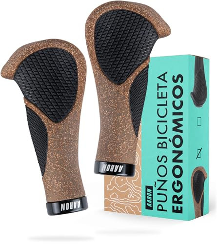 AARON Ergonomic Fahrradgriffe mit Gel Dämpfung, Ergonomische Lenkergriffe aus rutschfestem Gummi, Handgriffe geeignet für E-Bike, Trekkingrad, Mountainbike, Cityrad und Tourenrad in Kork