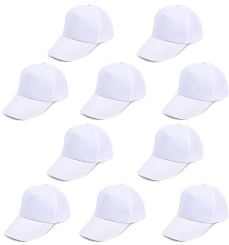 Voarge 10 Stück Weiß Baseballmützen, Leere Kappe Graffiti Hut Kopfbedeckung Peak Cap für Kinder DIY, Kinder Erwachsene Sport im Freien Family Interaktiv Aktivitätsset
