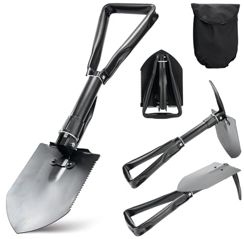 Klappspaten 58cm Outdoor, Bundeswehr Original, Klappschaufel, Camping Schaufel Mit Kompass