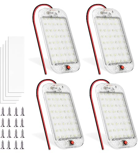 MERTTURM 48 LED Innenbeluchtung Auto, Super Hell 800LM 12V LED KFZ Innenraumbeleuchtung mit Schalter, 6000K Weißlicht für Wohnmobile LKW Van Caravan Boot(4 Stück)