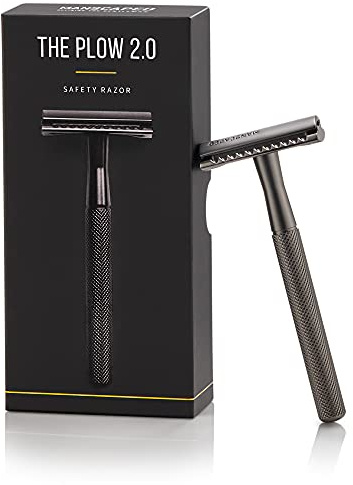 MANSCAPED® The Plow® 2.0 Premium Sicherheitsrasierer mit einer Doppelklinge, Rasierhobel für Männer aus Edelstahl, Nassrasierer mit einer Klinge, Rasierhobel für den Intimbereich