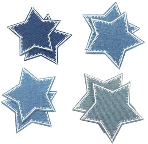 Bügelflicken Jeans Flicken zum Aufbügeln 8 Stk Stern Aufbügelflicken Jeans Blau Aufnäher Patches zum Aufbügeln für Jacken Kleidung
