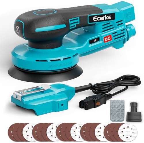 Ecarke 125mm Akku-Exzenterschleifer für Makita 18V-Akkus, bürstenloser Motor, 15.000 U/min, 6-stufige Drehzahlregelung, mit Staubbeutel & 20 Schleifblättern, ideal zum Polieren, Entrosten (ohne Akku)