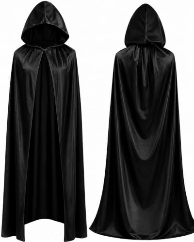 Halloween Vampir Kostüm Umhang mit Kapuze schwarz als Verkleidung für Kinder & Erwachsene - Fasching & Karneval - Einheitsgröße