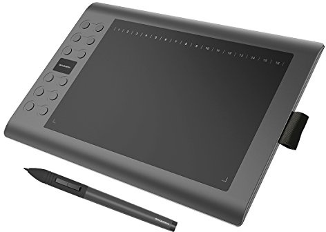 GAOMON M106K - 10 x 6 Zoll Profi Grafiktablett mit 12+16 Programmierender Tasten und Kabellosem Stift