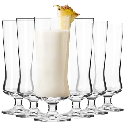 Krosno - Cocktailgläser Longdrinkgläser 6er Set, 300 ml, Avant-Garde Kollektion - Pina Colada, Milchshake Gläser, Bier, Eisbecher Coctails Glas - Spülmaschinenfest | Bleifreies Kristallglas