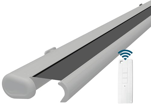 Eclipse Vollkassettenmarkise Premium elektrisch 4x3m Markise Balkon Terrassenüberdachung Kassettenmarkise Gelenkarm Polyacryltuch UV-Schutz 50+ Smarthome-fähiger Dooya Motor, Markisentuch: Grau