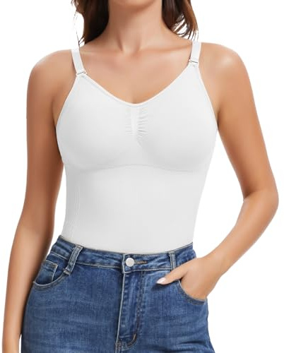 Joyshaper Damen BH Unterhemden Shapewear Bauchweg Unterhemd Figurformende Trägertop Gepolstert Kompression Tank Top Nahtlos Body Shaper