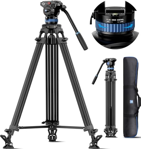 SIRUI AM-25S Profi Videostativ 190cm, Fluidkopf, 10kg, Schnellverschluss | 360°-Schwenk, +90°/-75°-Neigung, Aluminium, Camcorder, DSLR, spiegellose Kamera, Videoaufzeichnung, stabile Halterung