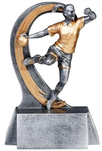 Henecka Handball-Pokal, Resinfigur Handball Damen, Gold Rosegold Silber, mit Wunschgravur, Größe 19,5 cm