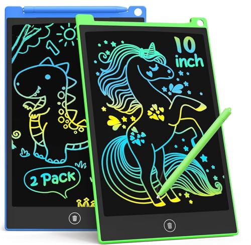 TECJOE 2-Pack LCD Schreibtablett, 10-Zoll buntes Doodle Board für Kinder, elektronische Zeichnung Tablet Zeichnung Pads, Geschenke für 3–6-Jährige (Blau und Grün)