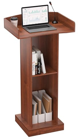 jxgzyy Rednerpult Holz Podium mit 2 Stöckig Aufbewahrungsregal Podiumständer 60cm × 41cm × 120cm für Klassenzimmer, Büro, Restaurant, Seminar, Hochzeit, Kirchen