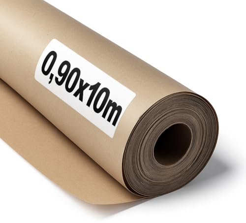 OFITURIA Naturbraunes Kraftpapier 70 g/m² – Rolle 0,90×10 m – 1 Rolle – Recyclingpapier für Verpackungen, Basteln und Dekoration – Reißfest – Geeignet für Acryl- und Ölfarben