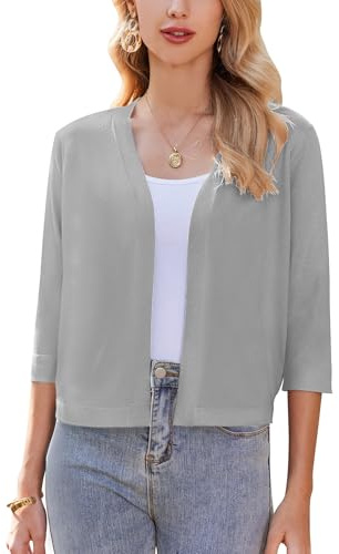 Zeagoo Damen Bolero Elegant Strickjacke Kurz Bolerojacke 3/4 Ärmel Cardigan | Schulterjacke Festlich Kurze Jacke zum Kleid Open Front Cardigan S-XXL