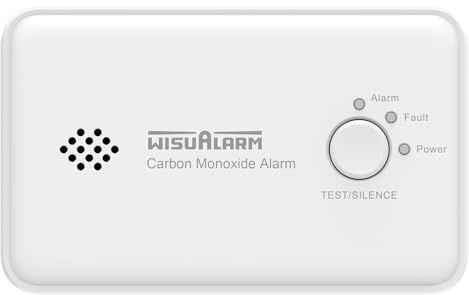 Wisualarm Kohlenmonoxid Melder, CO Melder 10 Jahre Batterie, CO Warner Zertifiziert durch TÜV nach EN50291 (1 Stück, Ohne Display)