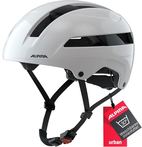 Alpina SOHO - Extrem Robuster, Leichter & Individuell Anpassbarer Urban Fahrradhelm Für Erwachsene, White Gloss, 51-56 cm