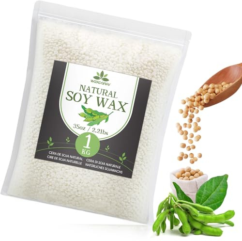 Sojawachs für Kerzen 1KG/5KG/10KG, Premium Kerzenwachs, Kerzenwachs zum Gießen & Kerzenherstellung, 100% Natürliches Sojawachs für Kerzen(1KG)