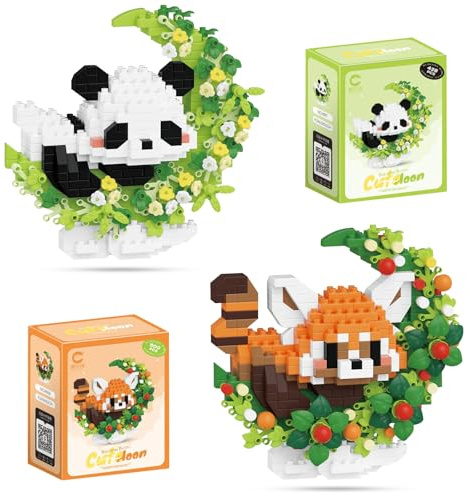 VEQENIFY Mini Bausteine Panda,Panda Bausteine Set Klemmbausteine TiereSet | Mini Tiere BausteineSet,Klemmbausteine Tiere Niedlich,für Kinder ab 6 Jahren Erwachsene Geburtstagsgeschenke