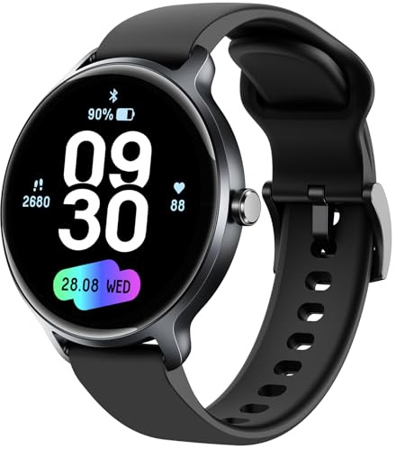 Smartwatch Herren Damen Rund, 1.27 AMOLED Smart Watch mit Telefonfunktion, Fitnessuhr Herren mit Pulsuhr SpO2 Schlafmonitor Schrittzähler, 120+ Sportmodi Sportuhr IP68 Wasserdicht für iOS Android