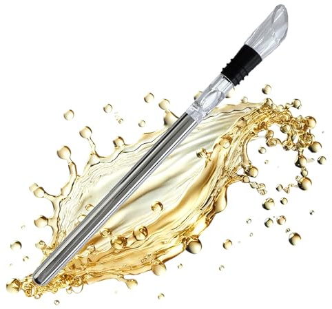 Weinkühlstab mit Belüfter aus Edelstahl - Premium Weinkühler - Dekantierer - Weingenuss in Sommelier-Qualität - Geschenk Frauen Männer - Rot und Weißwein Geschenkset
