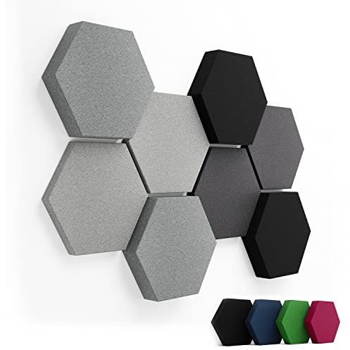 FENNEXT® Schallabsorber Akustikpaneele [8 Stk.] für spürbar reduzierte Geräusche I Modernes Akustikbild aus Hexagon Akustikplatten I Unbedenkliche Wand Paneele hergestellt in der EU I 3D Panels