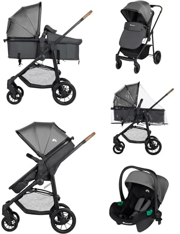 Bebeconfort Haze Trio 3-in-1 Kinderwagen Komplettset, 0-22 kg, Tinted Stone | Wendbarer und Leichter Kinderwagen, 0-4 Jahre, 2-in-1-Sitzeinheit, i-Size-Babyschale, Kompakt Zusammenklappbar