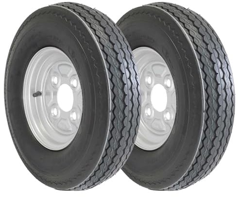 The Drive | 2x Komplettrad 4.00-8/4.80 62N für kleine Pkw-Anhänger | Felge 2,50x8 ET0 / ML60 – Lochkreis 4x100 | Tragkraft je 265kg – max. 140 km/h