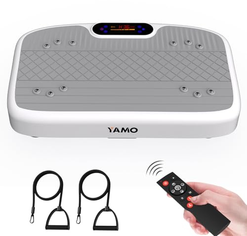 YAMO Vibrationsplatte mit Leisem Motor | 2025 Verbesserte Vibrationsplatt für Abnehmen, Ganzkörpertraining, Muskelaufbau - Massagegerät, 330 LBS Tragend Kapazität Vibrationsplatte für Home Workout