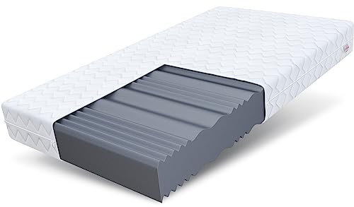 FDM Comfort Plus Schaumstoffmatratze 90x200 cm Höhe 20 cm 7-Liegezonen Matratze Kaltschaum H3 Öko-Tex Allergikergeeignet Bezug Waschbar Abnehmbar Weiß