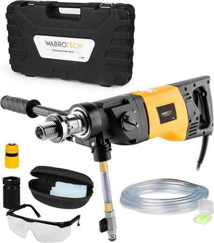 WABROTECH® Kernbohrgerät Handgeführt mit Mikroschlag 22–202 mm - Diamant Kernbohrmaschine 2340 U/min - Freihand-Kernbohrgerät mit 2 Gänge für Nass & Trockenbohrungen 1900 W - Diamantbohrmaschine 6 kg