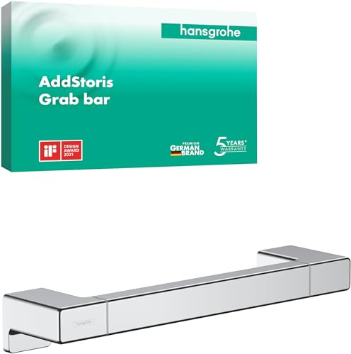 hansgrohe AddStoris - Haltegriff Dusche, Haltestange Bad, für Wandmontage, verdeckte Befestigung, Badezimmer Zubehör, Chrom, 41744000