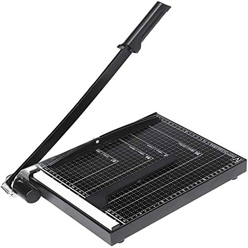 Voluker Papierschneider A4, Profi Hebelschneider Rollenschneider Sicherheitsschutz, gleichzeitiger Schnitt, 12 Blatt Papier, 33 x 25 x 3 cm, Schwarz