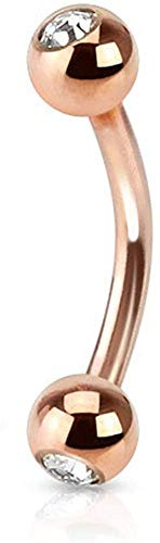 viva-adorno Piercing Banane mit Kristall Kugeln Edelstahl Z419_ban_zir