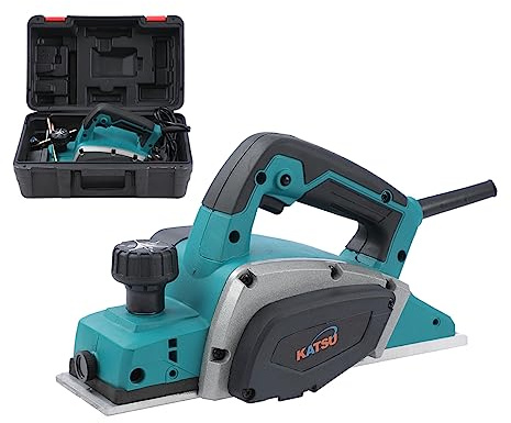 KATSU Elektrischer Hobel 600 W Elektro Hobelmaschine Elektrohobel Handhobel mit 82mm Hobelbreite und 1mm Spantiefe, im Karton, für die Holzbearbeitung Türen und Möbeln, Electric Planer