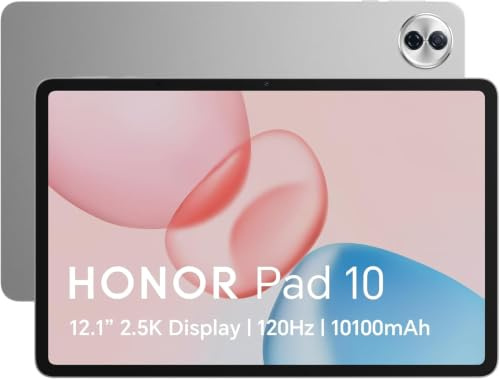 HONOR Pad 10 Tablet 12,1 Zoll, 256GB, WiFi, Gray | 12,1 2.5K 120Hz Display, Snapdragon 7 Gen 3, 256GB Speicher, 10100mAh Akku, 6 Lautsprecher, Wi‑Fi 6