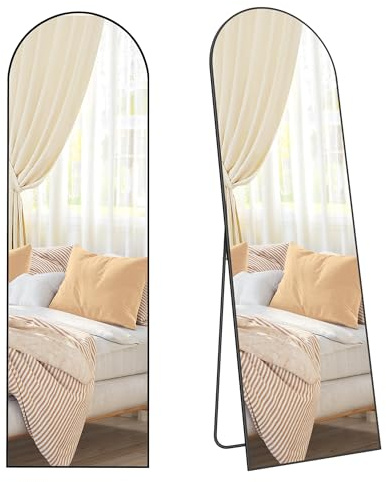 SONGMICS Ganzkörperspiegel, 160 x 50 cm, gewölbter Standspiegel, Rahmen aus Aluminiumlegierung, Hartglas, für Schlafzimmer, Wohnzimmer, Garderobe, tintenschwarz LFM031B01