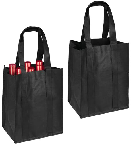 Hopton 2 Stück Flaschenträger, 6 Flaschen Wiederverwendbar Männerhandtasche | Schwarz Getränketasche für Bierflaschen Weinflasche Wasserflaschen(6 Fächer)