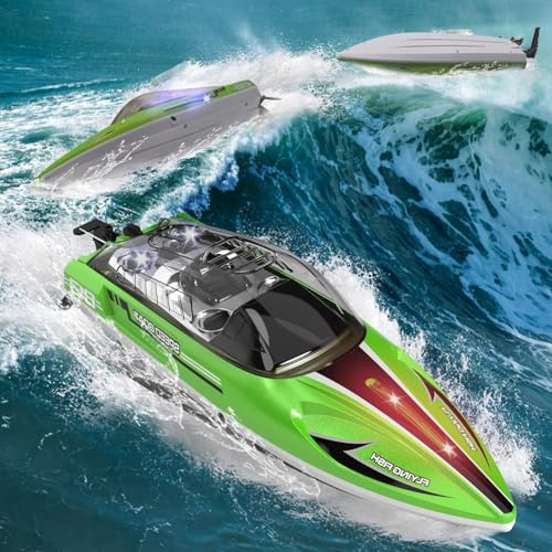 PENGBU RC Ferngesteuertes Boot ab 6 8 Jahre, 1:16 RC Boot Ferngesteuert 28 KM/H Speedboot mit Fernbedienung für Kinder ab 6 8 Jahre, Pool Spielzeug mit 2 Akku, Doppelt Wasserdicht