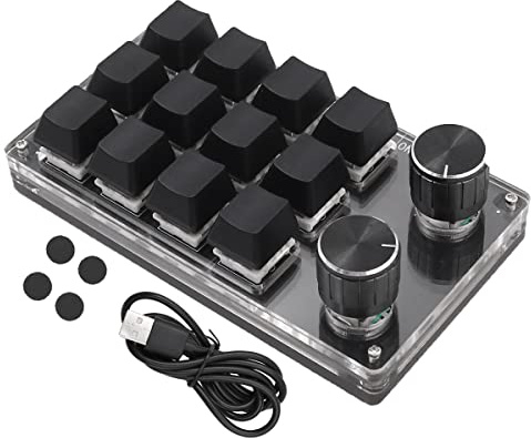 Tiardey Einhändige makromechanische Tastatur 12-Tasten-Mini-Gaming-Tastatur mit 2 Knöpfen für Office-Gaming-Medien