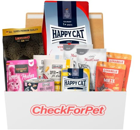 CheckForPet Katzenfutter Probierpaket Adult – Probierbox für ausgewachsene Katzen mit Katzenfutter nass & Trockenfutter, Nassfutter für Katzen von Top-Bewerteten Marken, Katzen Futter Geschenkidee