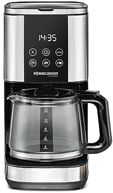 Rommelsbacher Filterkaffeemaschine FKM 1000-1,5 Liter Wassertank für 12 Tassen Kaffee, Glaskanne, Startzeitvorwahl, Warmaltefunktion, Aromafunktion, herausnehmbarer Filterträger 1x4