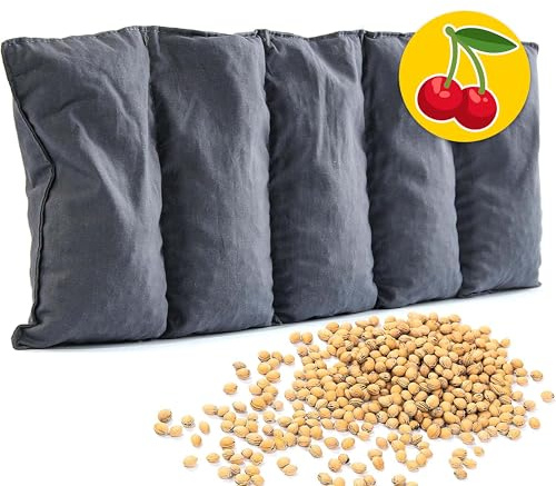 Amilian Kirschkernkissen Mikrowelle 55x20 cm - Körnerkissen Nacken Schulter - Wärmekissen Mikrowelle - Nackenwärmer - Kirschkernkissen groß - Körnerkissen Mikrowelle - anthrazit