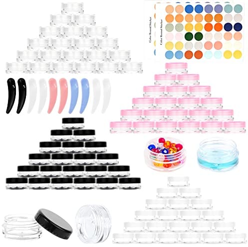 RUIJIE 100 Stück Döschen 3g/3ml Leer Cremedose Dosen Tiegel mit Schraubverschluss Deckel Kleine Töpfchen Leerdose Cremedöschen Probendöschen Reise flasche Jar Behälter für Kosmetik Lippenbalsam Creme