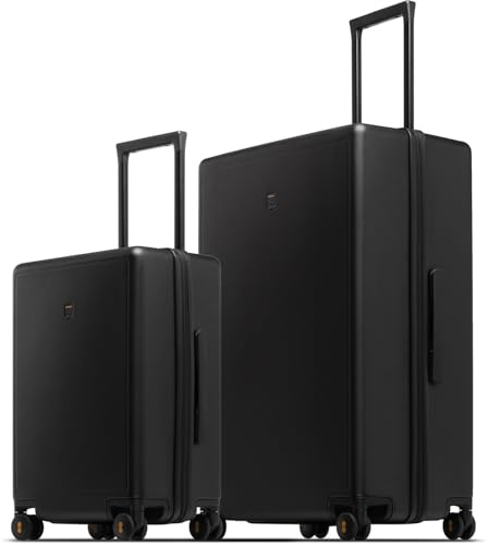 LEVEL8 Koffer Handgepäck, Leichtgewicht aus 100% Polycarbonat,Koffer Trolleys Hartschalen,Business Trolley Elegance Micro-Diamond Textured Design 8 Spinner Kofferset Groß (Schwarz, 40L+105L)