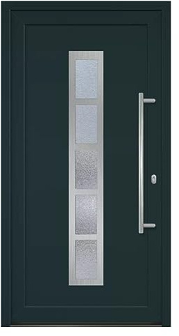 HORI Haustür Eingangstür Komplettset – Robuste Hauseingangstür mit moderner Optik, hoher Wärmedämmung & Sicherheit, Farbe: anthrazit (innen weiß) - DIN rechts - Modell: Frame - 198 x 98 cm