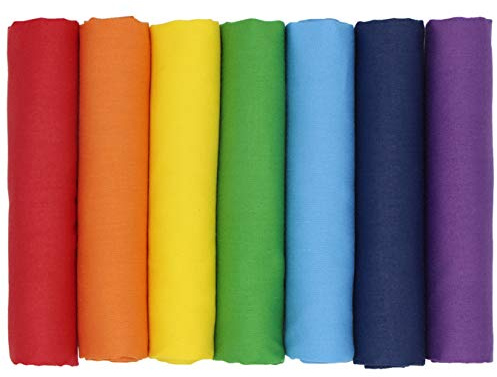 aufodara 7 Stück Stoff Einfarbige Baumwollstoff Stoffpakete Patchwork Baumwolle, 17,7 x 19,68 Inch Stoffe zum Nähen, Patchwork Stoffpaket zum Quilten DIY Basteln Handwerken 115 g/m² (Regenbogen)