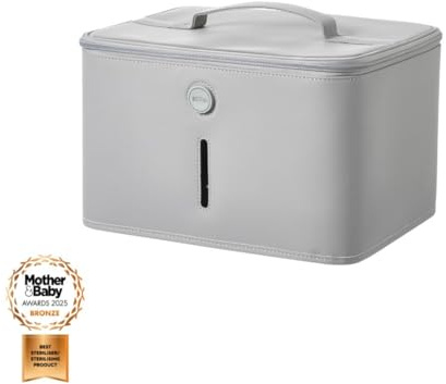 Nuby Babyflaschen-Sterilisator, 3-minütiger Sterilisationszyklus, schnelle und wirksame elektrische UV-Sterilisationslösung, tötet 99,9% aller Keime ab, UV-Sterilisator
