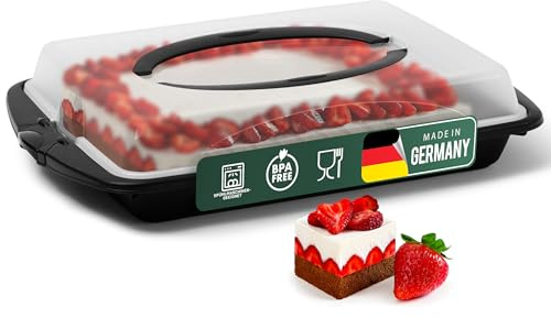 Novaliv Kuchen-Transportbox (Rechteckig 45 x 30 x 9 cm), Aufbewahrungsbox mit Deckel, Party-Box Container Tortentransportbox Tortenbehälter Tortenglocke Behälter, Kuchen Torten Muffins Desserts